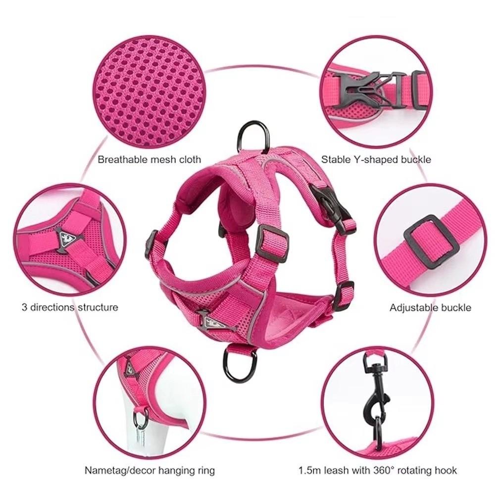 Adjustable Mesh Pet Harnesses Reflective No-Pull Chest Strap Anti Loss Dogs Accessories  Outdoor