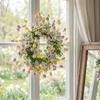 Artificial Flower Wreath with Easter Eggs Spring Wreath Hanging Decoration for Door Wall Window Festival Celebration