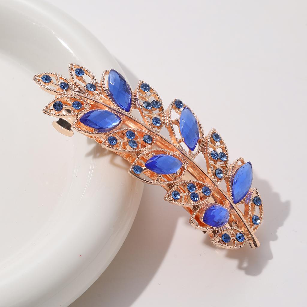 Beauty Women Fashion Hair Clip Creative Leaf Crystal Alloy Rhinestone Barrette Hairpin Headband Korean Hair Accessories