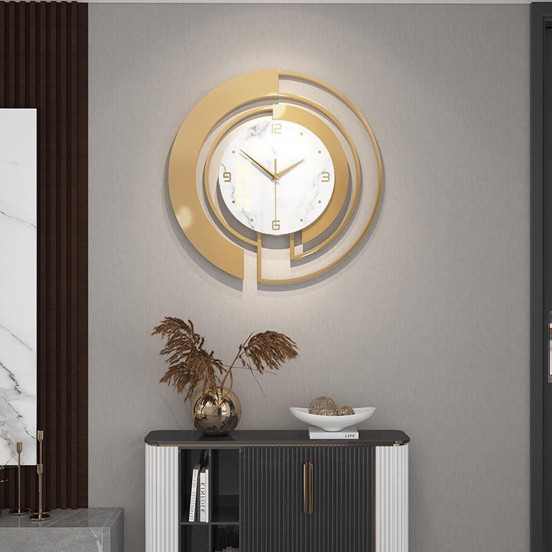 Nordic Luxury Metal Wall Clock Fashion Design Large Home Decoration Pendant Clock Hotel Living Room Wall Hanging Clock