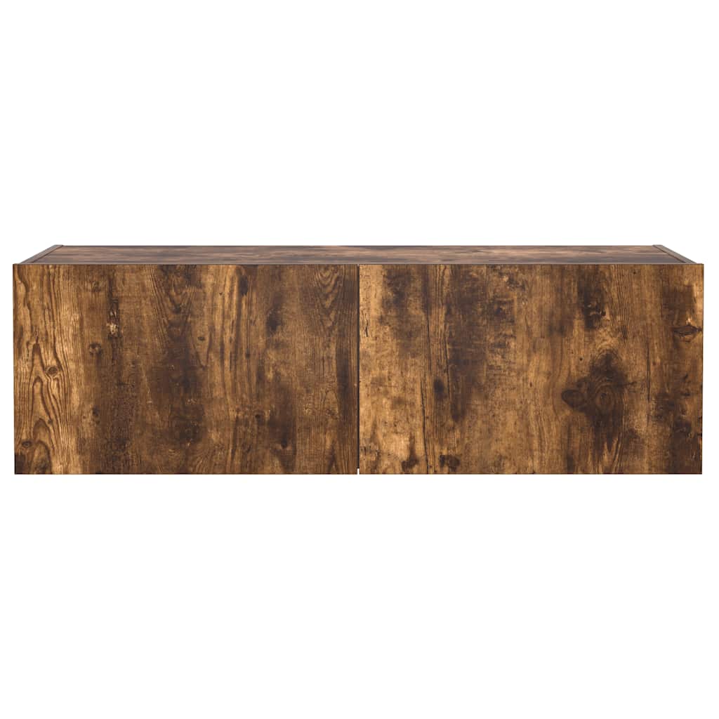 Wall Mounted TV Cabinet with RGB LED Lights Smoked Oak Finish 100 x 35 x 31 cm