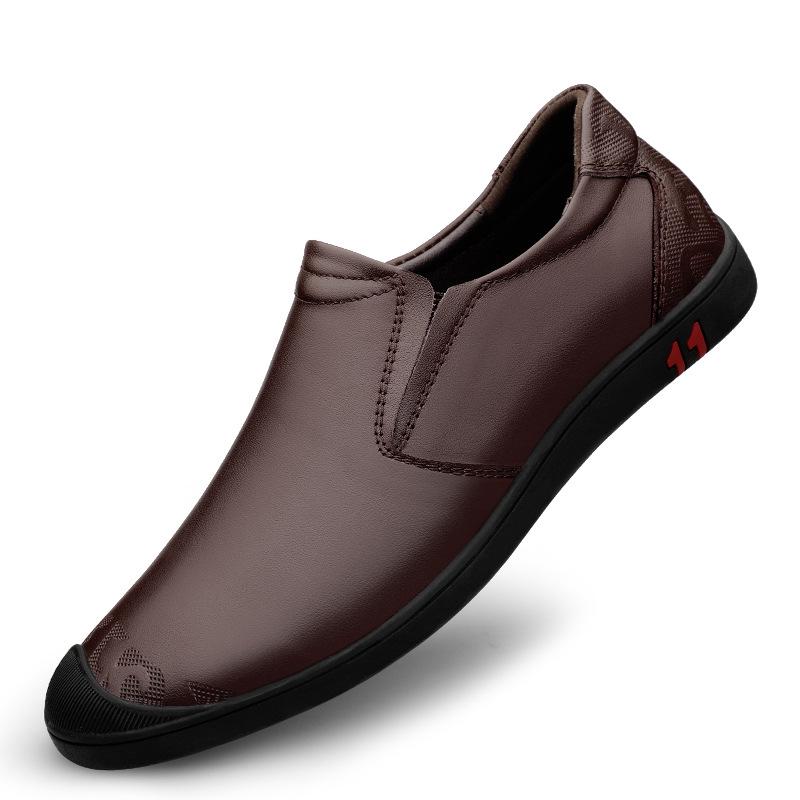 Men s Four Seasons Casual Leather Slip-On Shoes - Top Layer Cowhide, Soft Sole 44