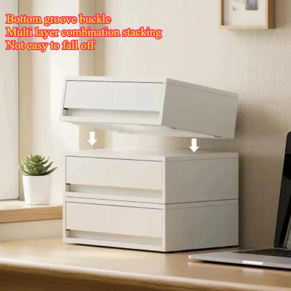 Desktop Storage Box Stackable White Storage Box Household Stationery Storage Multi-functional Storage Box Japanese Storage Box