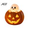 Fantasy Harz Ornamente Halloween Kürbis Lampe, Gotische Leuchtende Tischdeko für Zuhause, Dunkle Raum Akzente Gruseliger Drache Geist Schwarze Katze Ornament,