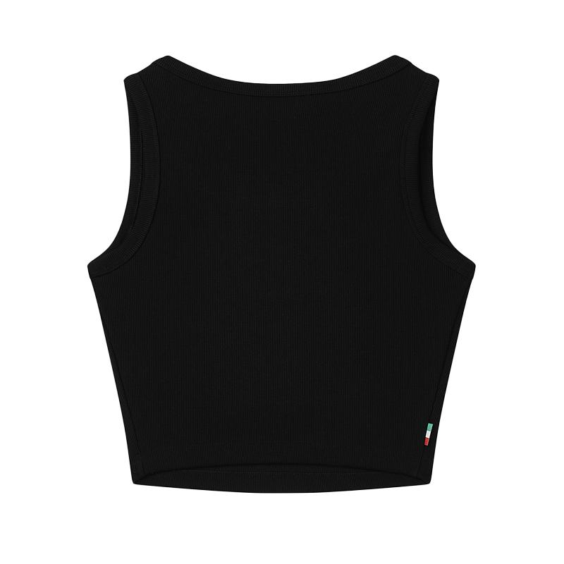 FILA Archive Series Soft Breathable Skin-Friendly Wrinkle-Resistant Fashionable Versatile Slim Fit Sleeveless Crop Top Women tops Black F11W527101FBK