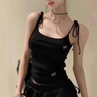 Dopamin-Mädchen Sommer 2024 Schwarzes Schlankmachendes Schleifen-Camisole