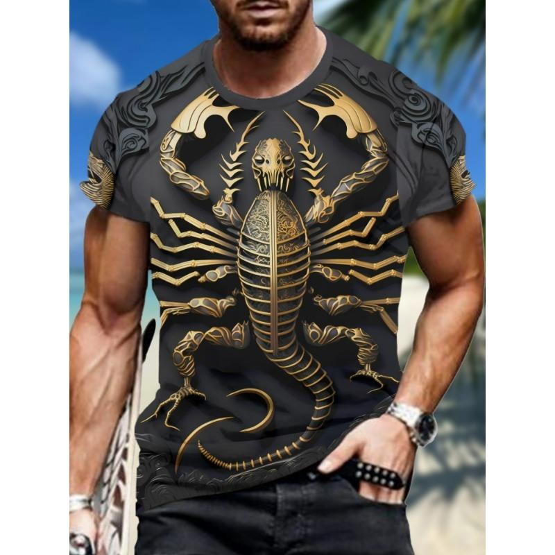 Pánské tričko s potiskem štíra Letní ležérní pouliční styl O-výstřih Krátký rukáv Trička Topy Grafická trička Módní pánské oblečení