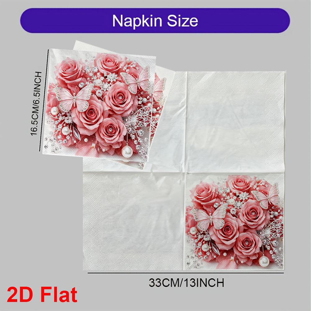 20pcs Disposable Napkins with Rose Pattern Print for Wedding,Parties,and Daily Use for Thanksgiving Fall Christmas Table Decoration