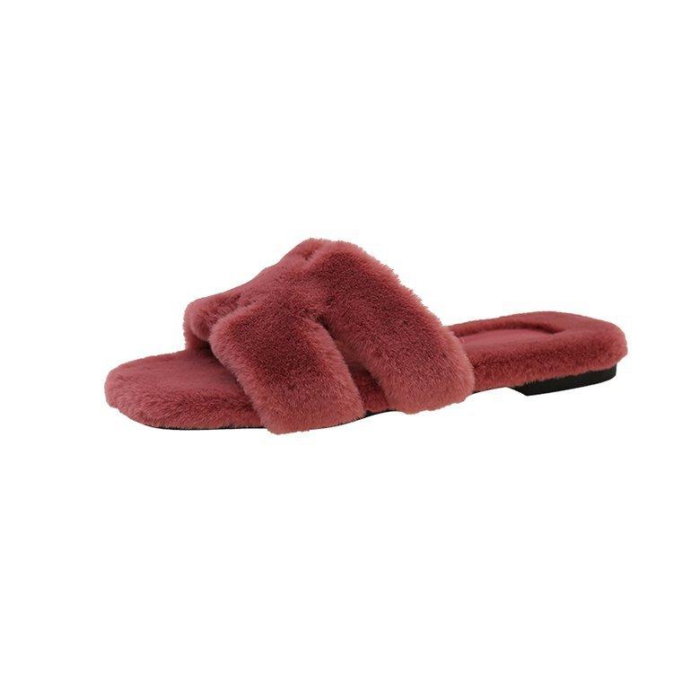 

[Youshilai] Mao Mao Slippers 2025 autumn and winter new Internet celebrity casual flat lamb wearing slippers women 40