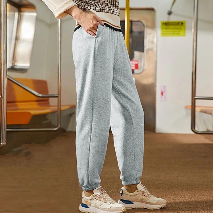 Li Ning Training Series Logo Reflective Beam Sports Pants Women Pants Gray AKLSG56-1