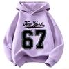 Felpa con Cappuccio per Bambini York Cursive & Stampa Numero 67 Contorno Vestibilità Larga Felpa per Bambini Per Ragazzi e Ragazze 2-12 Anni Top