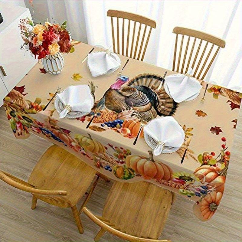 Fall Thanksgiving Rectangle Table Cloth for Table Decor Holiday Party Waterproof Reusable Tablecloth for Tables Kitchen Dining