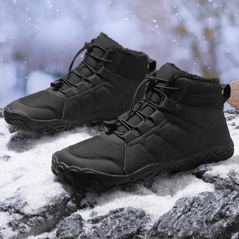 New Men's Snow Boots Bare Foot Plus Pile Thickened Single Shoes Waterproof Non-slip Cotton Boots M1037