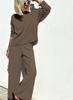 Spring 2025 Elegant Knit Wide-Leg Pants & Sweater Set - Casual Two-Piece Ensemble