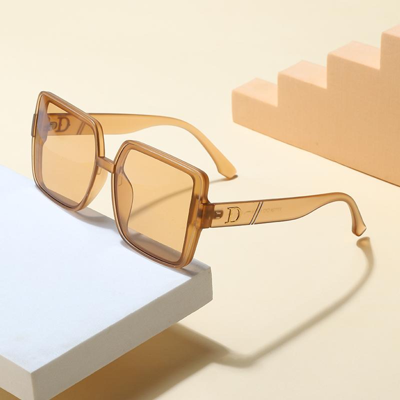 New Large Square Frame Sunglasses Simple Retro Sunglasses Big Face Without Makeup Summer Sun Protection 7728