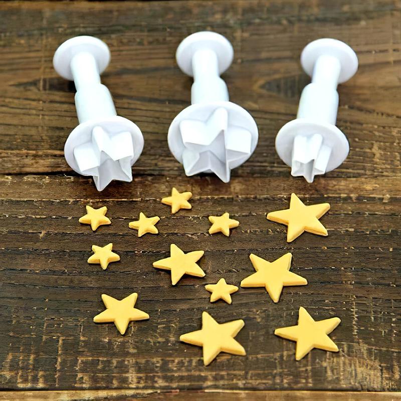 3/4pcs Heart Star Round Square Flower Shape Fondant Cake Decorating Gum Paste Pastry Sugar Craft Cutter Mold Tools Cookie Mold