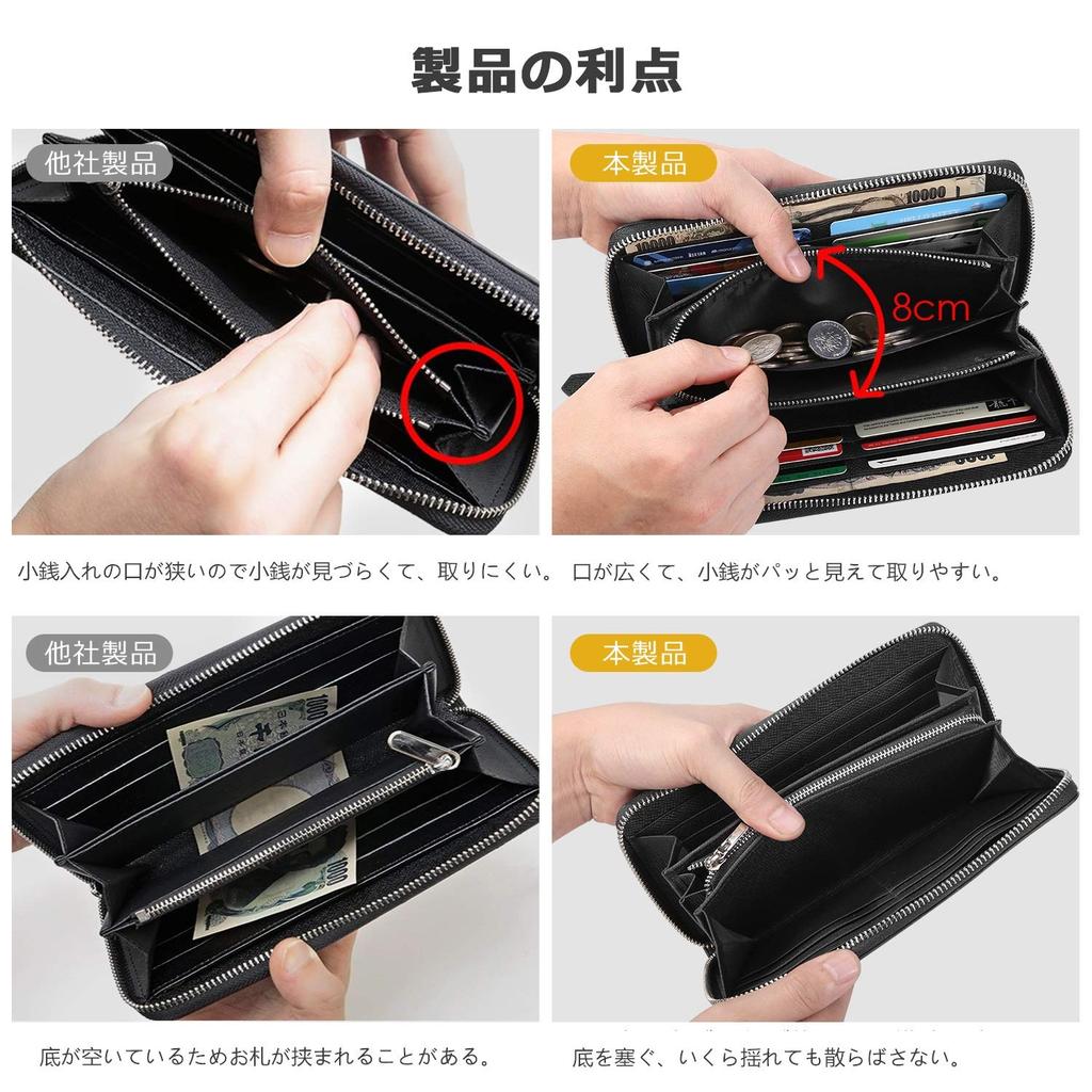 Handwork Secret Men's Long Wallet, Large Capacity, 12 Card Slots, Coin Purse, Genuine Leather, Zippered Wallet, Women's Long Wallet, Gift, Coin