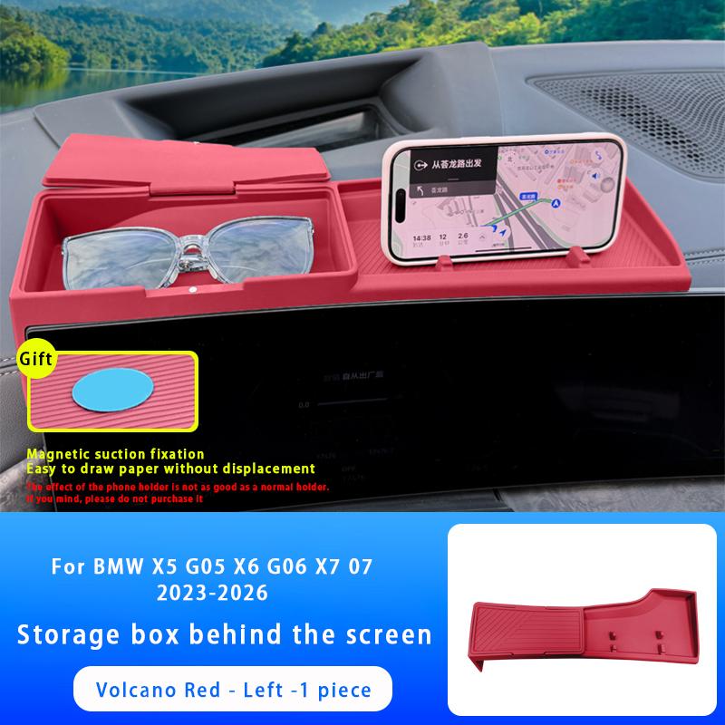 For BMW X5 X6 X7 G05 G06 G07 Central Control Navigation Behind Screen Storage Box Dashboard Organizer Non-slip Tray Accessories