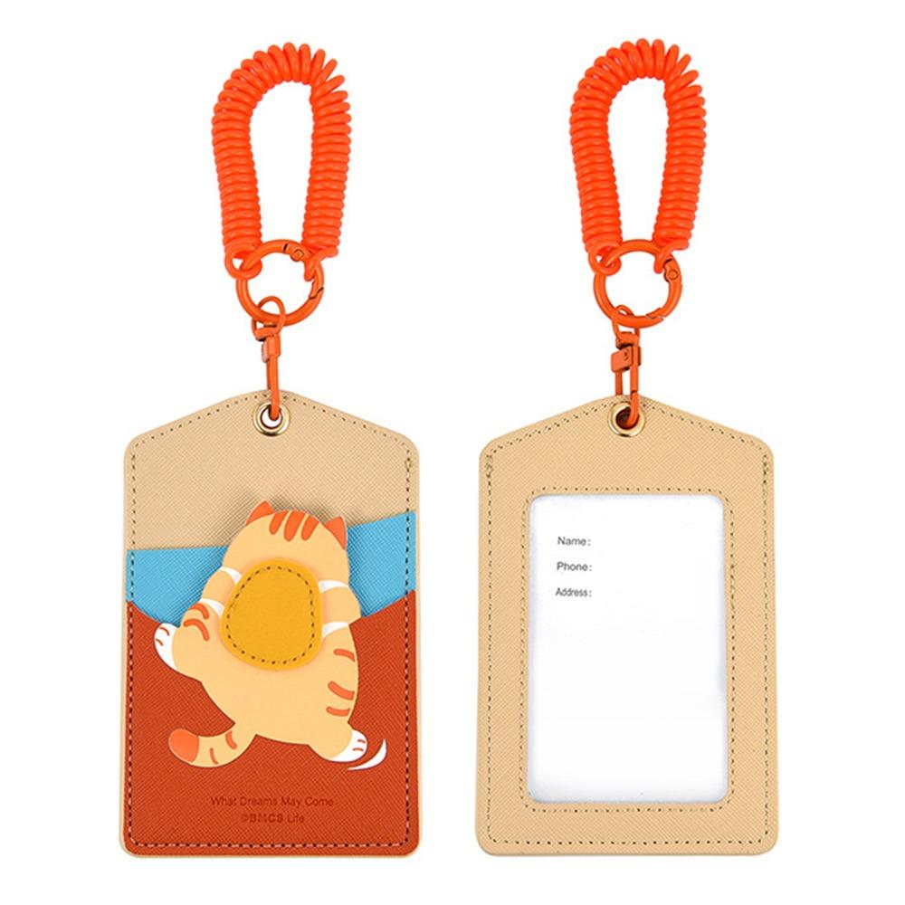 

Multicolor Card Holder Cartoon Escaping Animal Spring Retractable Chain Card Cover Panda Rabbit PU Card Sleeves Access Card