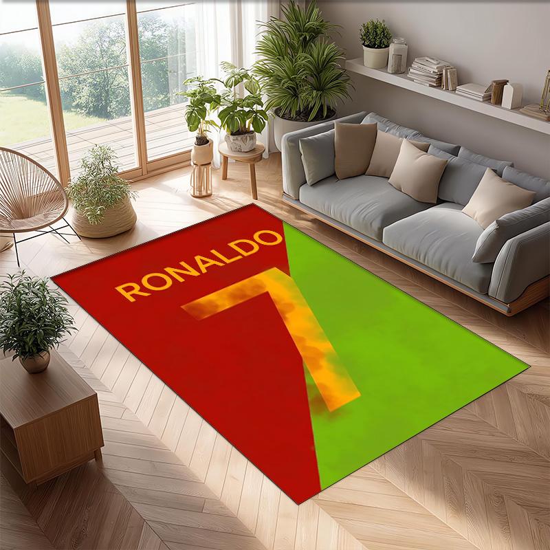 Cristiano Ronaldo bedruckter Flanell-Teppich rutschfest weich Polyester Bodenbelag Indoor Dekorationsmatte für Schlafzimmer Wohnzimmer Sofa