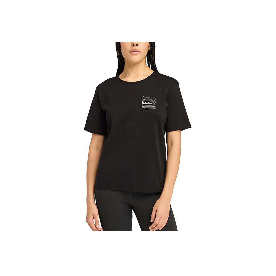 Timberland Rückenaufdruck Outdoor Atmungsaktiv Geruchsresistent Kurzarm T-Shirt Damen Tops Schwarz A65VB-001