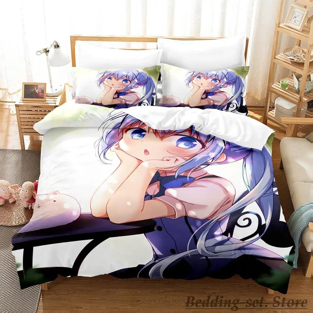 

Gochuumon wa Usagi Desu ka Bedding Set Single Twin Full Queen King Size Bed Set Adult Kid Bedroom Duvetcover Sets Anime 70x133cm 2pcs