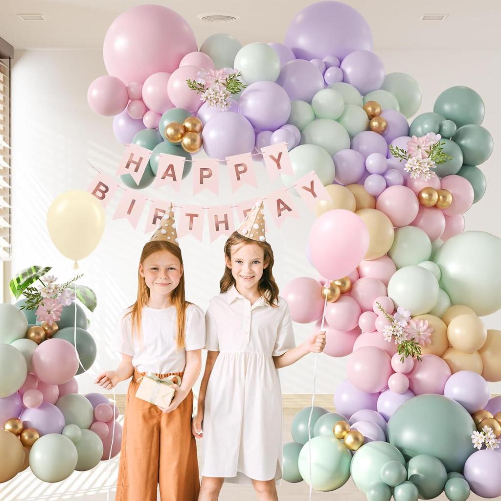 Retro Macaron Latex Balloon Garland Set for Celebrations and Parties