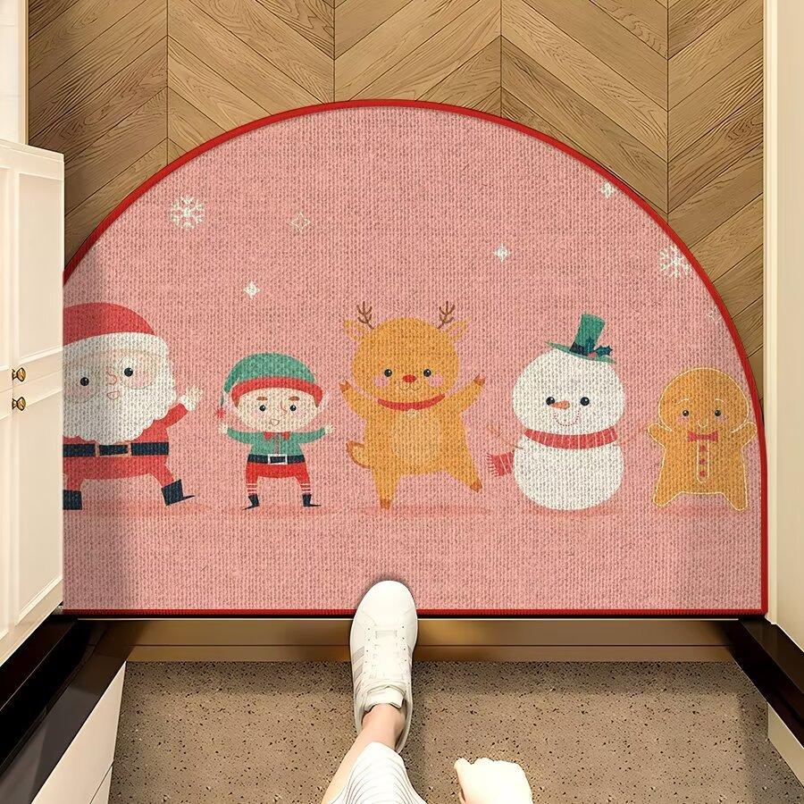 

Рождественский утолщенный коврик для входа, пыленепроницаемый и нескользящий, праздничный рождественский декоративный коврик для входа 40 * 60cm [silk ring]