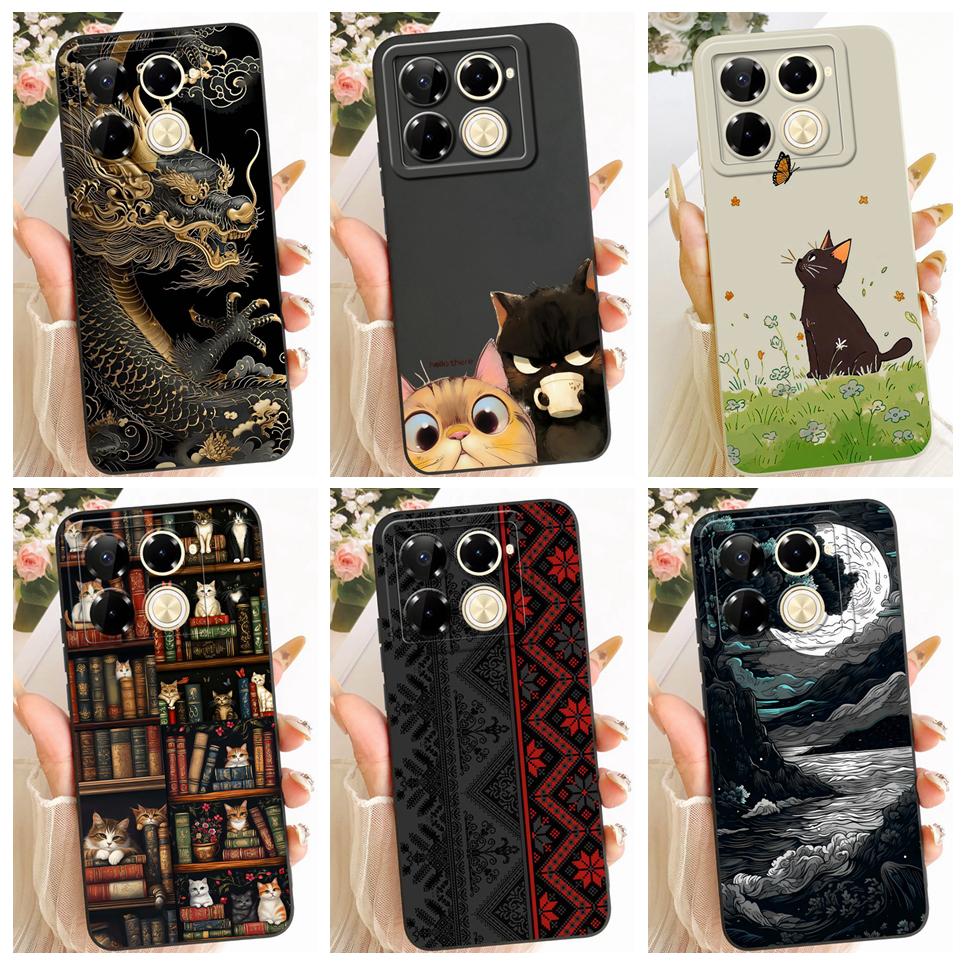 Cat Chinese Loogn Dragon Cartoon Painting Casing For infinix Note 40 Pro 4G 5G Soft Matte Silicone Phone Case Infinix Note 40x