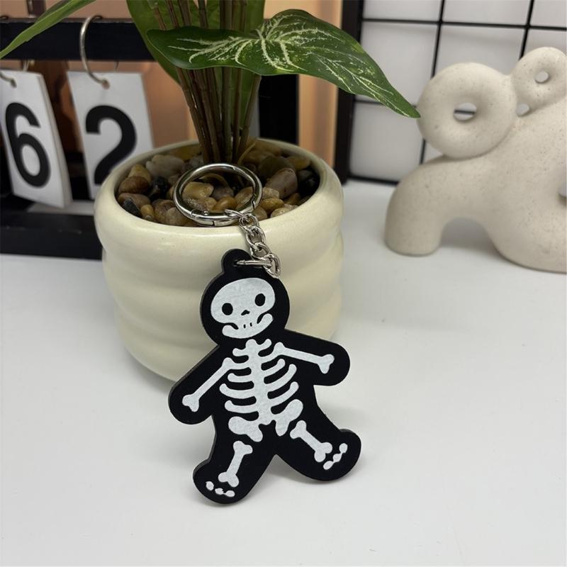 Practical Leather Keychain Feature Gothic Skeleton Charm For Year Round Style And Special Occasion Accessorizing