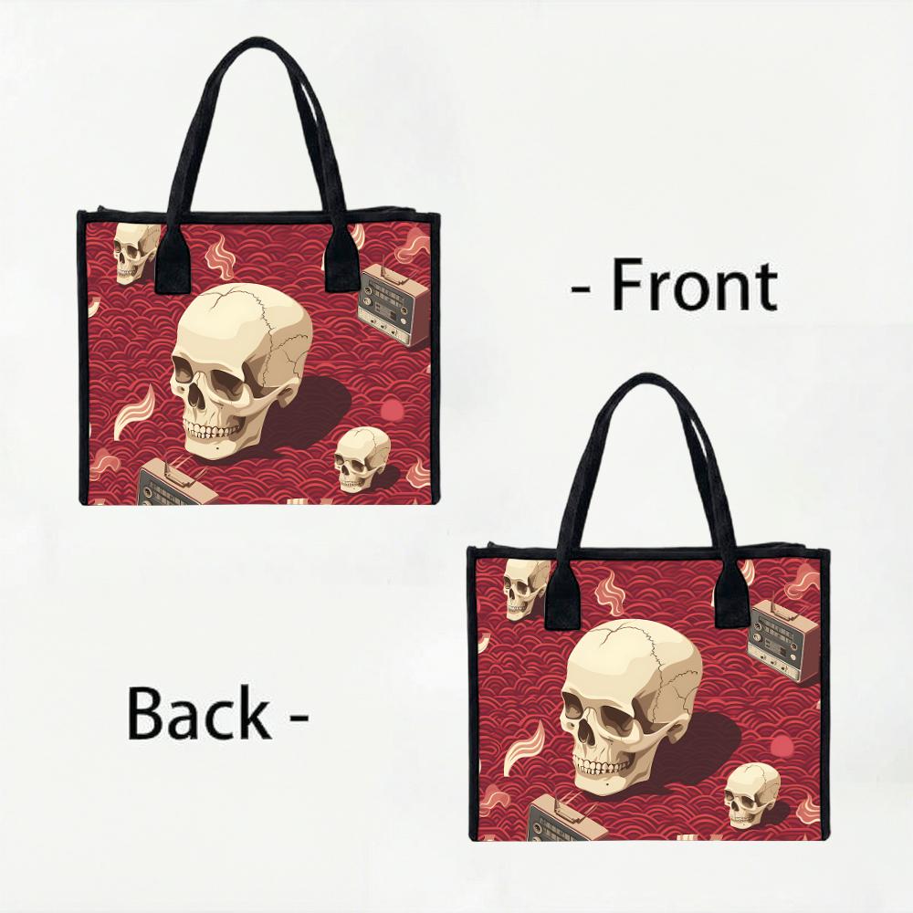 Gothic Skull Pattern Tote Bag Casual Vintage Daily Shopping Bag