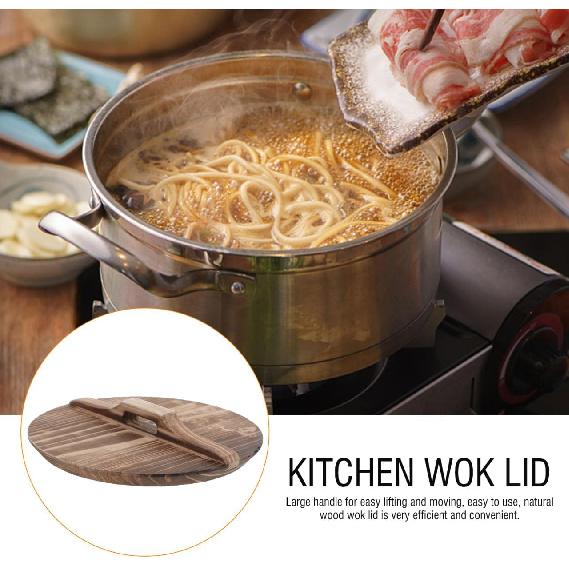 Round Pot Cover Wooden Wok Lid 8 Inch Skillet Cover Cast Iron Pot Lid Cooking Frying Pan Lid Kitchen Accessories