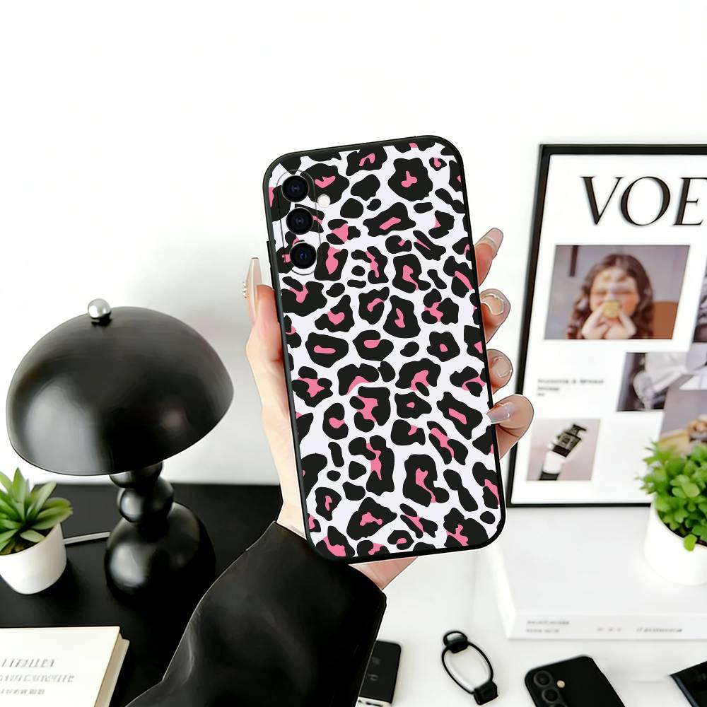 all-over leopard print Phone Case Black Silicone Soft For Samsung Galaxy A73,A72,A71,A70,A53,A52,A51
