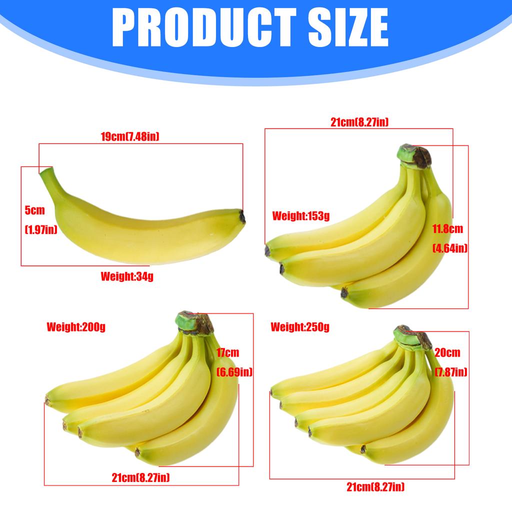 Artificial Banana Simulation Banana Fruit Model for Home Kitchen Wedding Table Decoration Basket Display Photography