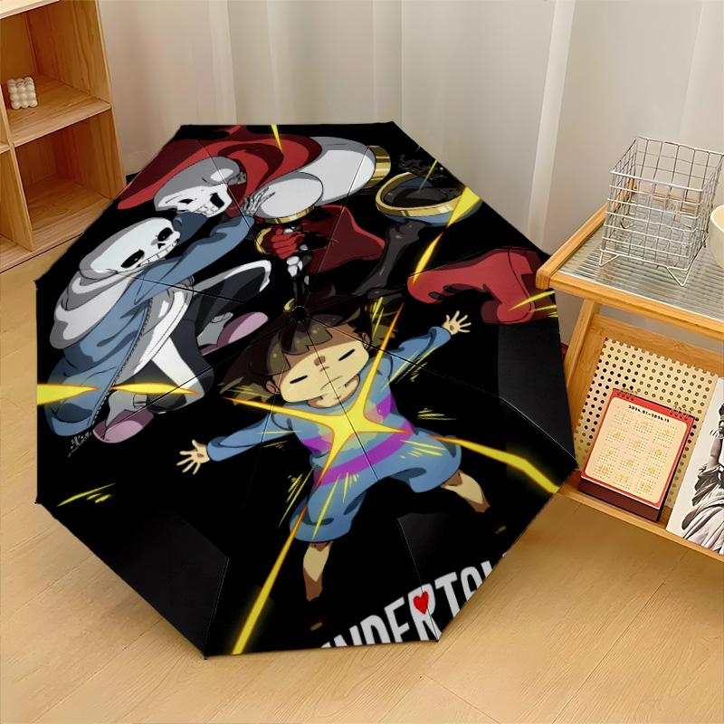 Undertale Windproof Auto 8 Rib Folding Umbrella Portable Outdoor Parasol