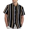 Striped Color Blocking Print - Men's Casual Short Sleeved Shirt