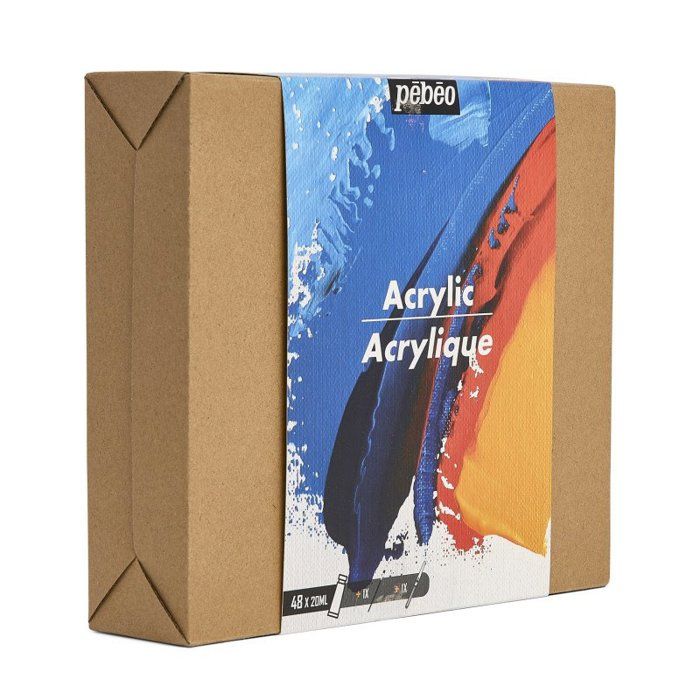 Pebeo - Acrylic Paints - Studio Acrylics - Set 48 Tubes 20 Ml Assorted Colors + Accessories