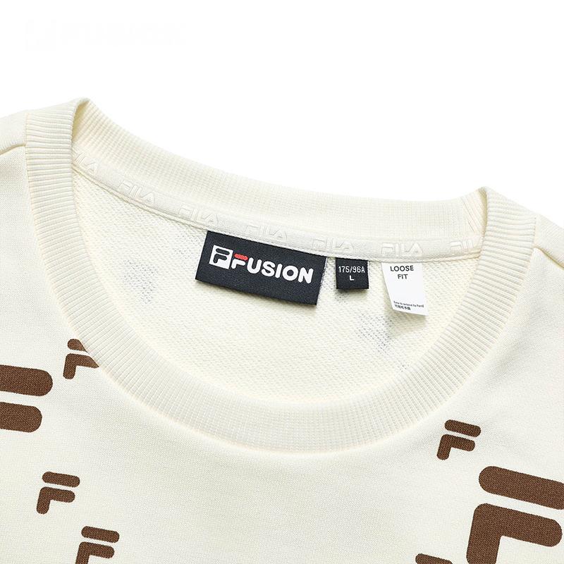 Fila Fusion Logo Print Crewneck Sweatshirt Unisex Sweatshirt Antique-White T11U316203FIV