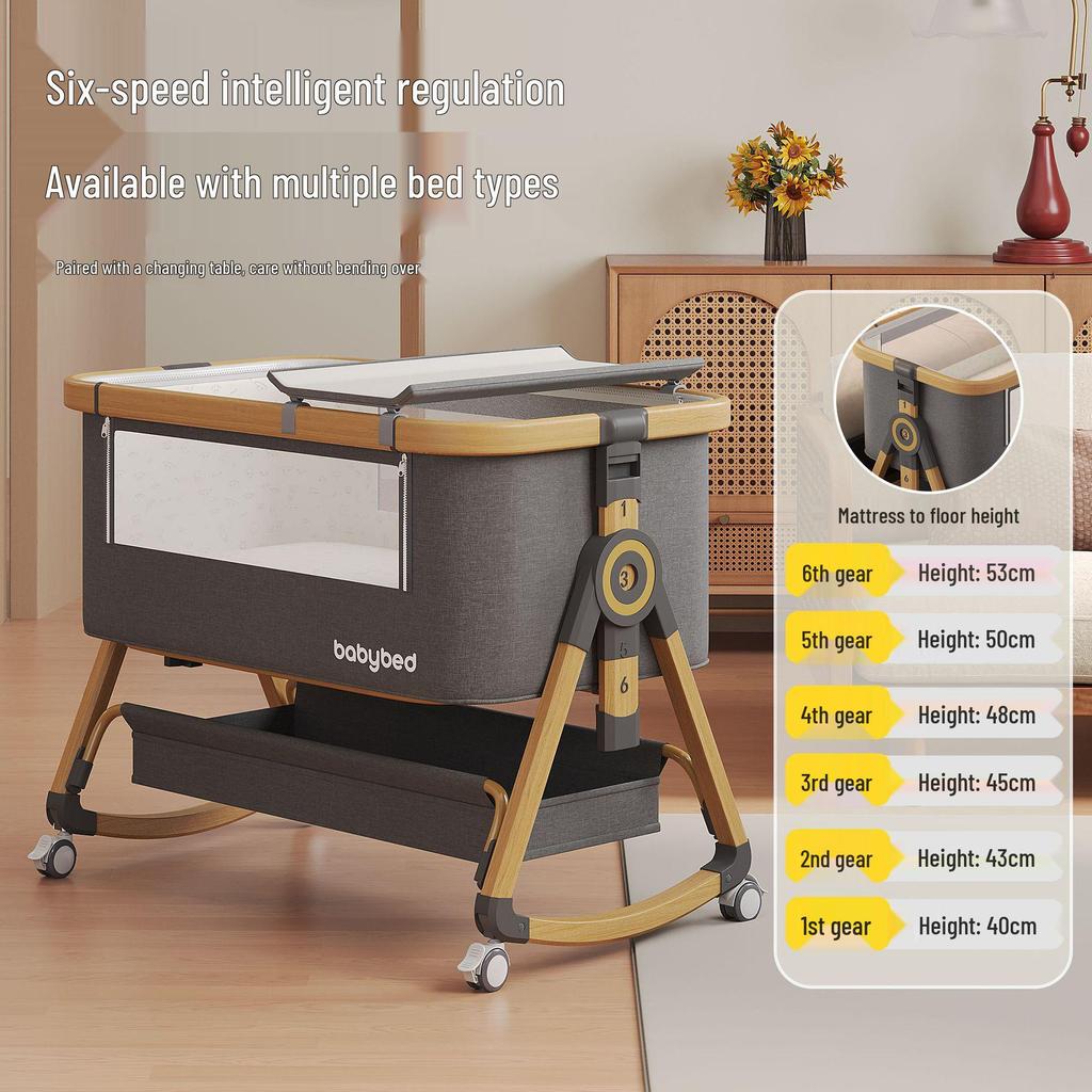 Movable Rocking Bassinet & Foldable Baby Crib: Portable 2-in-1 Multifunctional Bed for Newborns.
