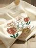 American Vintage Short Sleeve Pure Cotton T-Shirt 2026 New Women's Summer Loose Plus Size Trendy Printed Casual Round Neck Top
