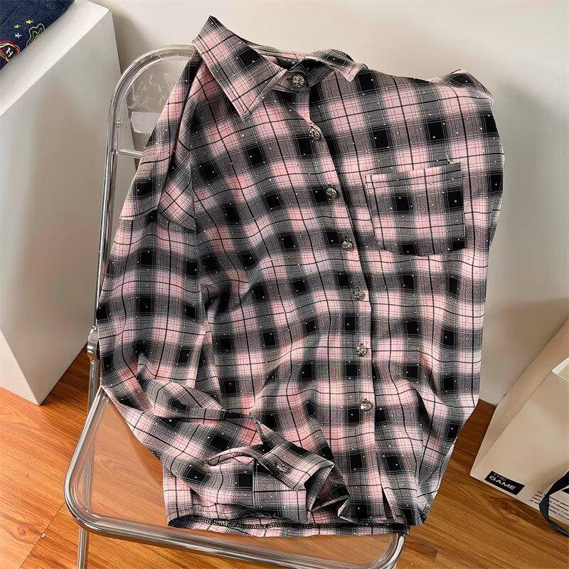 

Солнцезащитная рубашка с длинными рукавами в стиле ретро American Diamond Plaid 2024 года M