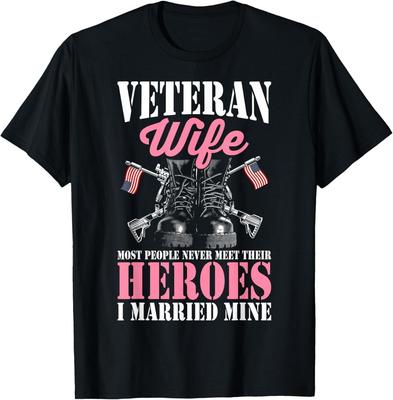 New Limited Veteran Wife Married Mine Proud Military Veteran Husband T-Shirt Tops Tee