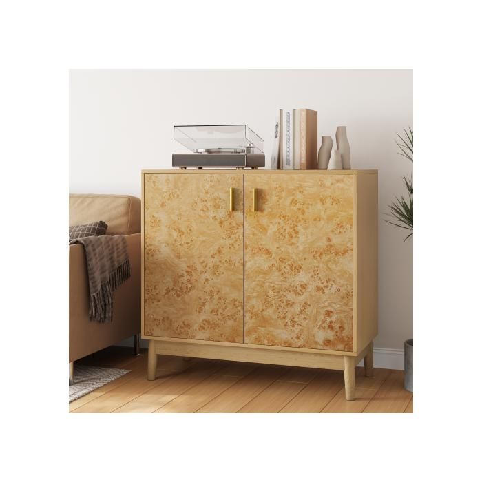 Freestanding Sideboard - MUVOE - 2 Doors - Solid Wood - Adjustable - Contemporary Design