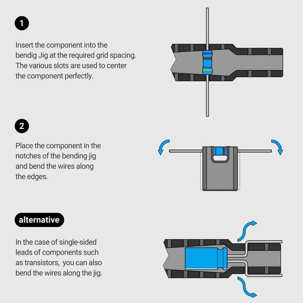 Lead Bender for Resistors Diode Capacitor Lead Forming Tool Bending Fixture Electronic Component Resistor Lead Bender
