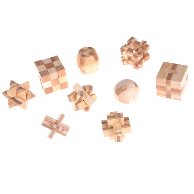 Iq Brain Teaser Kong Ming Lock Wooden Interlocking Burr 3D Puzzles Game Toy Gift