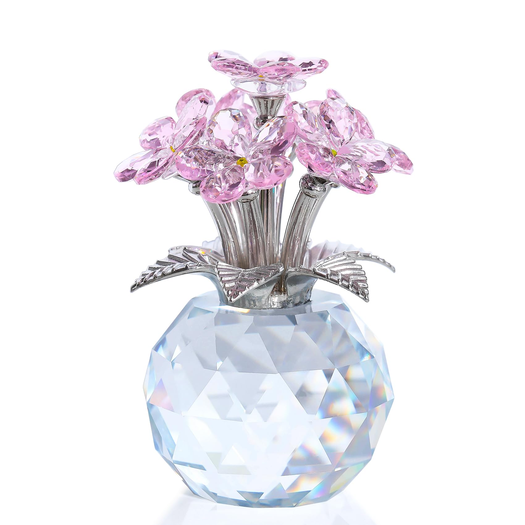 

Розовая фигурка цветка незабудки из кристалла, Идеально подходит для женских дней рождения, свадеб или подарков на годовщину для друзей и сестер