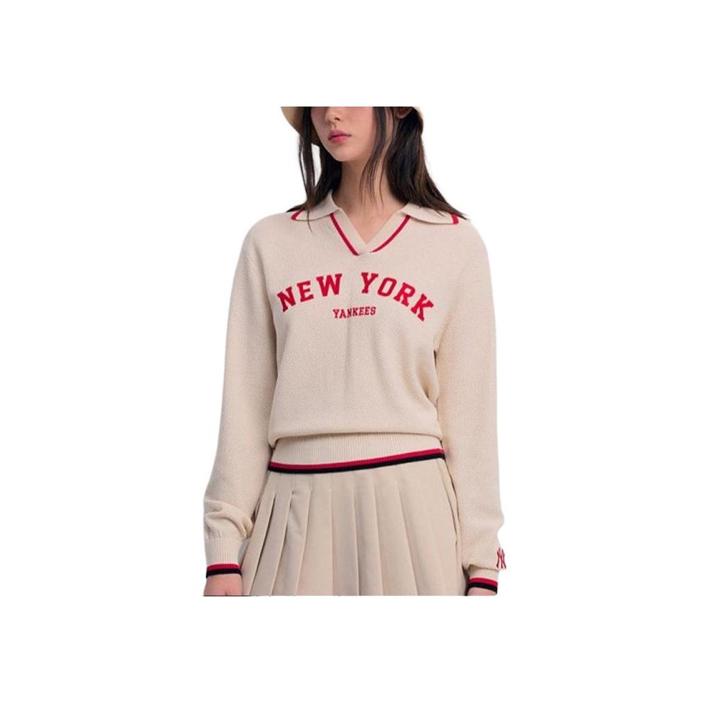 New MLB SS24 New York Yankees Knitwear Women's Cream 3FKPV0141-50CRD