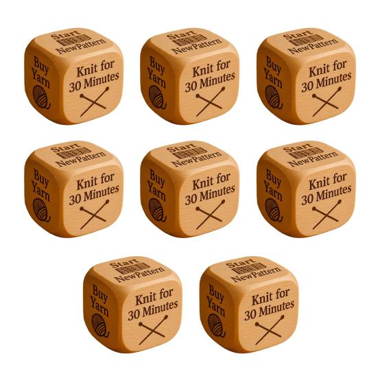 1/2/3/5/6/8Pcs Wooden Quilter Dice with 6 Engraved Quilting Tasks Solid Wood Quilting Embroidery Knitting Projects Baking Drinking Decision Dice Tools