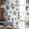 Map Navigation Ship Lines Retro Sheer Curtains Modern Gauze Curtain for Living Room Bedroom Voile Yarn Curtains
