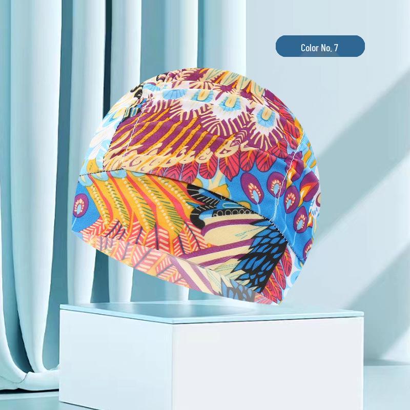 Dámská květinová plisovaná plavecká čepice nadměrné velikosti - Nepřiléhavý střih, Jednobarevná, Módní látkový design